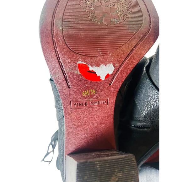 Vince Camuto Womens Ferrah Chunky Heeled Boots Black Leather Tasseled 6M - Picture 5 of 6